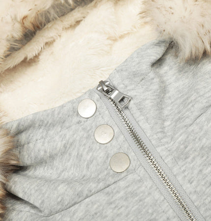 TALKLESSFASHION Fleece Lined Padded Clothes Fur Collar Jacket
