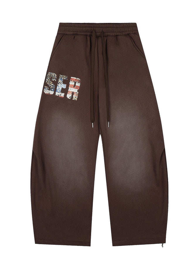 TALKLESSFASHION Fleece Retro Scimitar Wide-Leg Pants