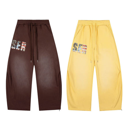 TALKLESSFASHION Fleece Retro Scimitar Wide-Leg Pants