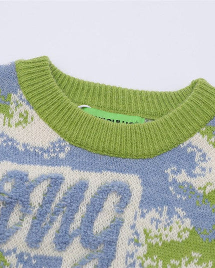 TALKLESSFASHION Flocking Letter Pullover-Sweater—1810