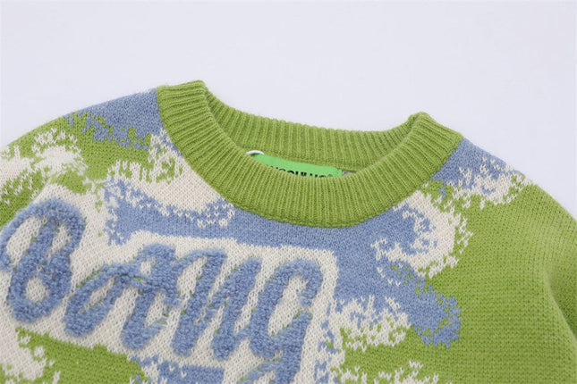 TALKLESSFASHION Flocking Letter Pullover-Sweater—1810