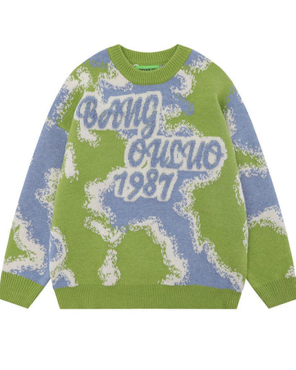 TALKLESSFASHION Flocking Letter Pullover-Sweater—1810