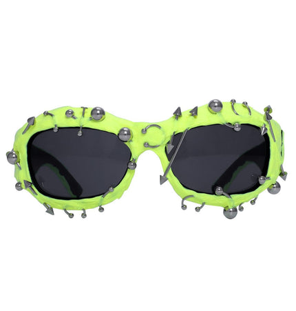 TALKLESSFASHION Fluorescent yellow European and American street punk rivet metal design sense color European and American sunglasses fashionable trend face small glasses