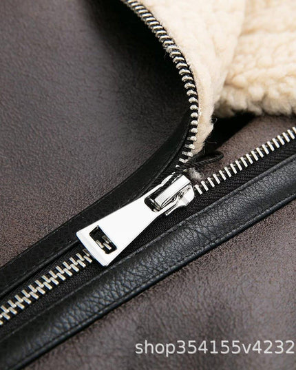 TALKLESSFASHION Foreign trade large version of European and American cross-border belt zipper composite jacket thickened windproof and waterproof fur integrated jacket