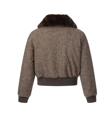TALKLESSFASHION fur collar fleece padded jacket