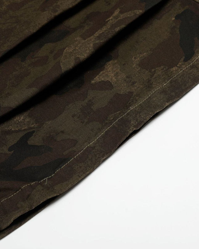 TALKLESSFASHION G6801 American Retro Street Summer High-End Pleated Camouflage Workwear Design Men's Loose Cropped Shorts