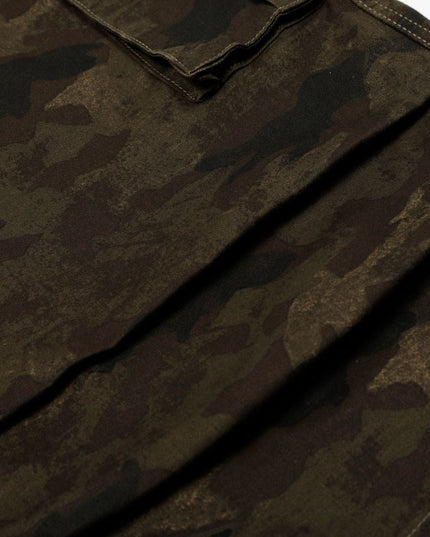 TALKLESSFASHION G6801 American Retro Street Summer High-End Pleated Camouflage Workwear Design Men's Loose Cropped Shorts