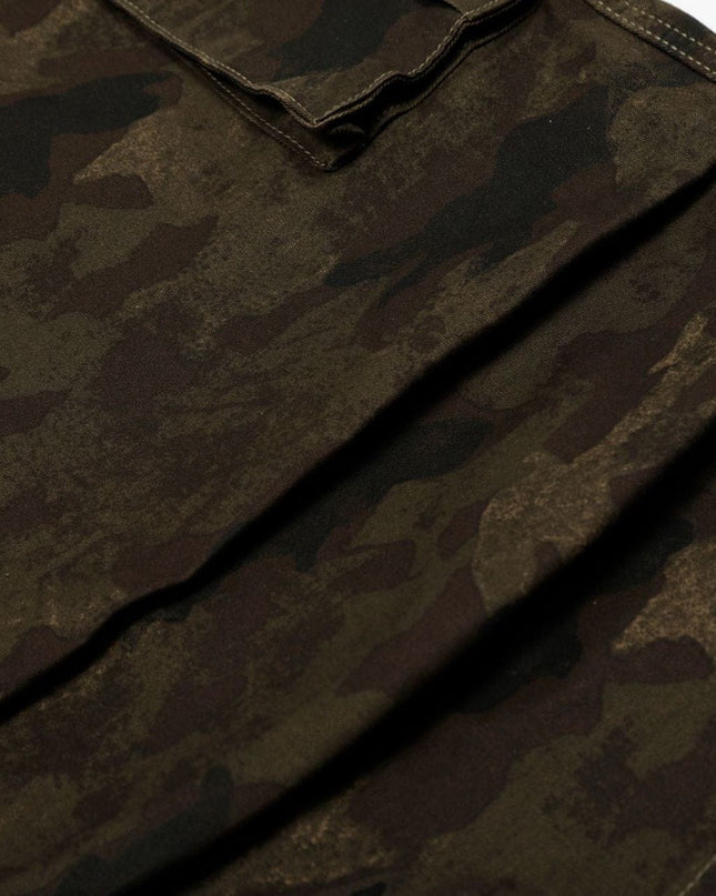 TALKLESSFASHION G6801 American Retro Street Summer High-End Pleated Camouflage Workwear Design Men's Loose Cropped Shorts