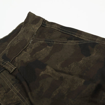 TALKLESSFASHION G6801 American Retro Street Summer High-End Pleated Camouflage Workwear Design Men's Loose Cropped Shorts