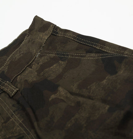 THETLSTUDIO G6801 American Retro Street Summer High-End Pleated Camouflage Workwear Design Men's Loose Cropped Shorts