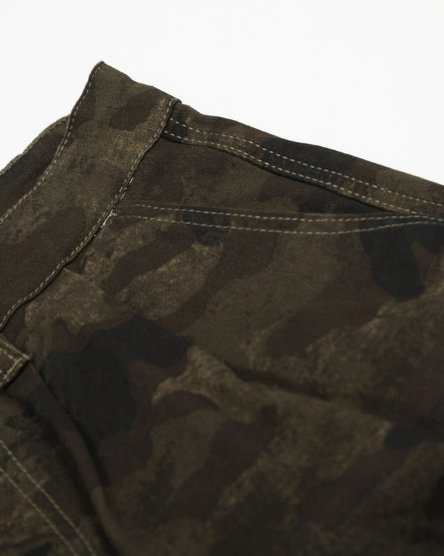 TALKLESSFASHION G6801 American Retro Street Summer High-End Pleated Camouflage Workwear Design Men's Loose Cropped Shorts
