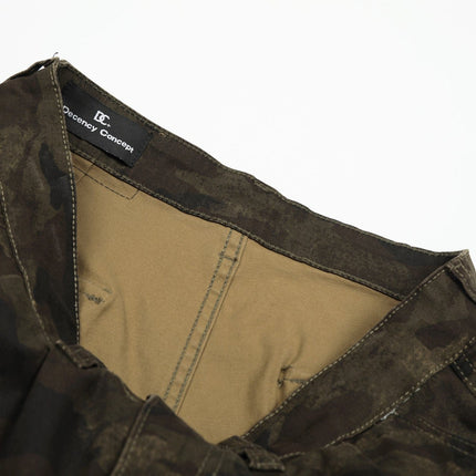 TALKLESSFASHION G6801 American Retro Street Summer High-End Pleated Camouflage Workwear Design Men's Loose Cropped Shorts