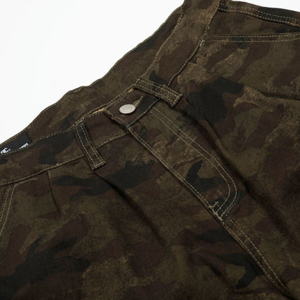 TALKLESSFASHION G6801 American Retro Street Summer High-End Pleated Camouflage Workwear Design Men's Loose Cropped Shorts