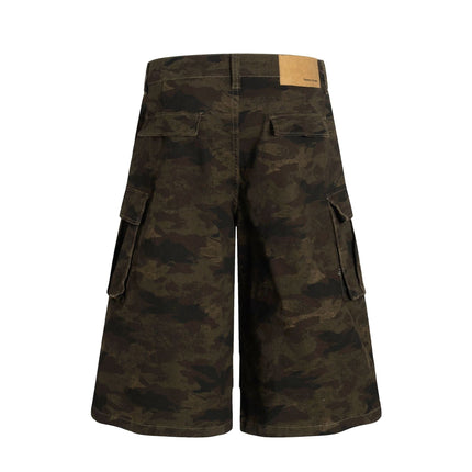 TALKLESSFASHION G6801 American Retro Street Summer High-End Pleated Camouflage Workwear Design Men's Loose Cropped Shorts
