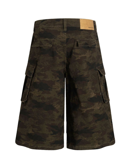 TALKLESSFASHION G6801 American Retro Street Summer High-End Pleated Camouflage Workwear Design Men's Loose Cropped Shorts