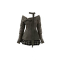 TALKLESSFASHION GAOSITONG Pure Desire One-Shoulder Long Sleeve Knitted Sweater Women's Autumn Winter 2025 Sweet and Spicy Check Pleated Skirt Set