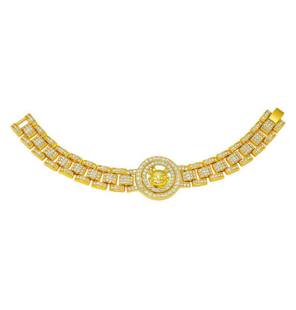 TALKLESSFASHION Gold (Cartoon Character Baby) MS Watch Bracelet Cross Rotating American Hip Hop Hip Hop Time Running Women's Full Diamond Dollar Men's Bracelet