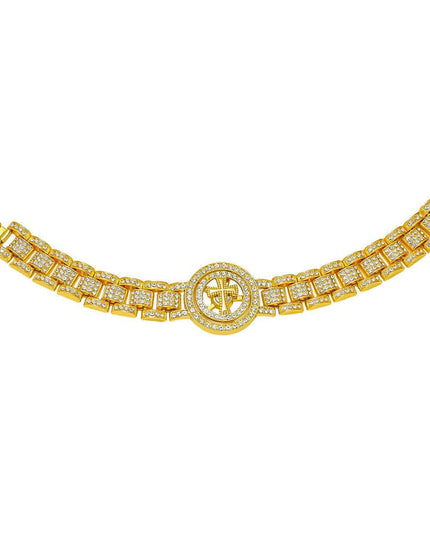 TALKLESSFASHION Gold (Cross) MS Watch Bracelet Cross Rotating American Hip Hop Hip Hop Time Running Women's Full Diamond Dollar Men's Bracelet