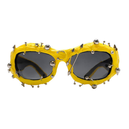 TALKLESSFASHION Gold European and American street punk rivet metal design sense color European and American sunglasses fashionable trend face small glasses