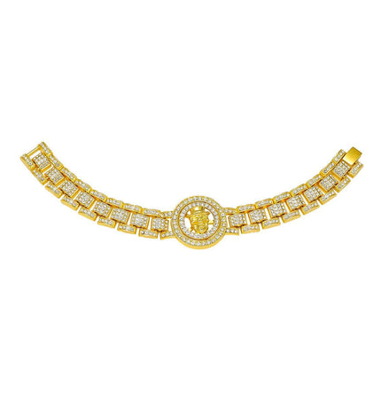 TALKLESSFASHION Gold (Gentleman's Skull) MS Watch Bracelet Cross Rotating American Hip Hop Hip Hop Time Running Women's Full Diamond Dollar Men's Bracelet