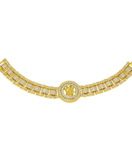 TALKLESSFASHION Gold (Gentleman's Skull) MS Watch Bracelet Cross Rotating American Hip Hop Hip Hop Time Running Women's Full Diamond Dollar Men's Bracelet