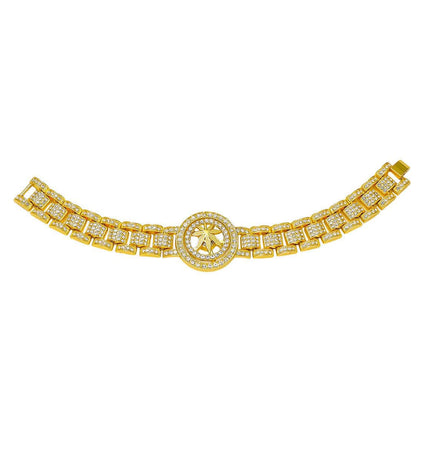 TALKLESSFASHION Gold (Maple Leaf) MS Watch Bracelet Cross Rotating American Hip Hop Hip Hop Time Running Women's Full Diamond Dollar Men's Bracelet