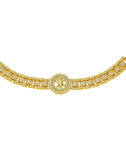 TALKLESSFASHION Gold (Maple Leaf) MS Watch Bracelet Cross Rotating American Hip Hop Hip Hop Time Running Women's Full Diamond Dollar Men's Bracelet