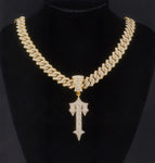 Gold pendant + 55 cm diamond diamond chain in the shape of a diamond