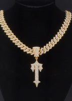 Gold pendant + 55 cm diamond diamond chain in the shape of a diamond