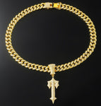 Gold pendant + 60 cm Cuban diamond chain