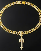 Gold pendant + 60 cm Cuban diamond chain