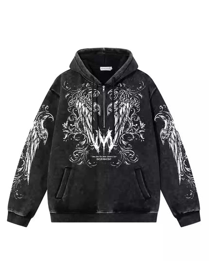 Graphic  Washed Hooded Pullover