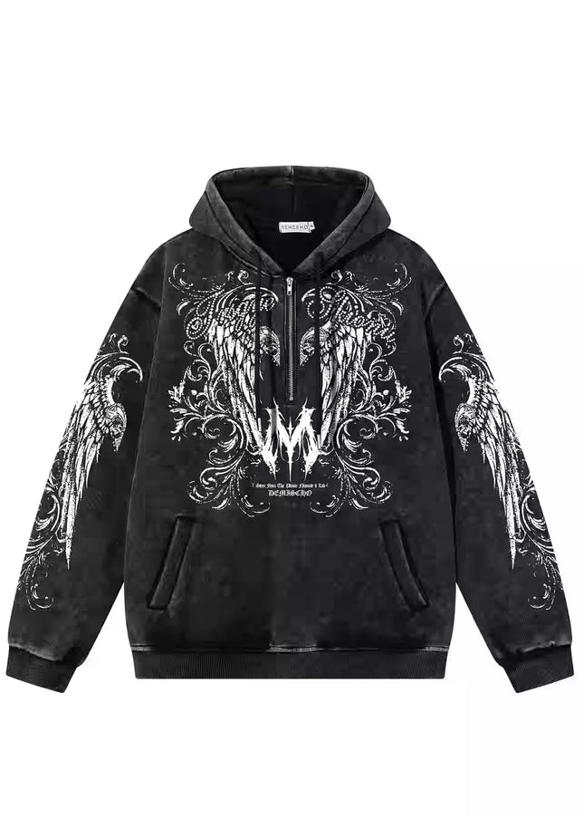 Graphic  Washed Hooded Pullover