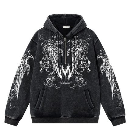 TALKLESSFASHION Graphic  Washed Hooded Pullover