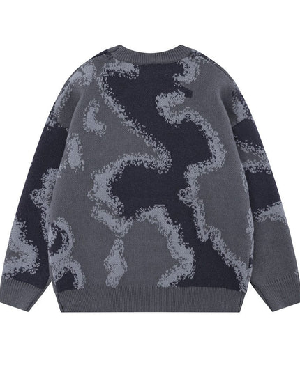 TALKLESSFASHION Gray / L Flocking Letter Pullover-Sweater—1810
