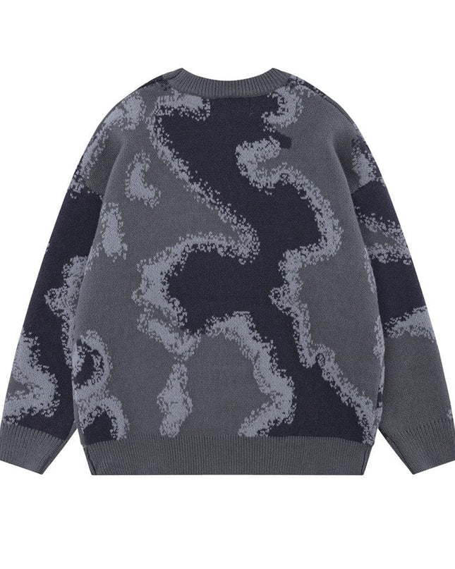 TALKLESSFASHION Gray / L Flocking Letter Pullover-Sweater—1810