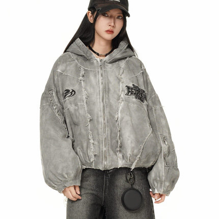 TALKLESSFASHION GUO WEAR wasteland style, national tide, mottled distressed overalls, men's and women's winter cotton clothes, casual and versatile