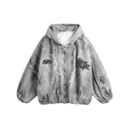TALKLESSFASHION GUO WEAR wasteland style, national tide, mottled distressed overalls, men's and women's winter cotton clothes, casual and versatile