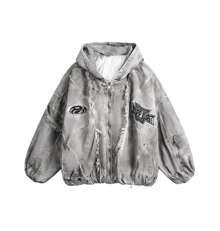 TALKLESSFASHION GUO WEAR wasteland style, national tide, mottled distressed overalls, men's and women's winter cotton clothes, casual and versatile