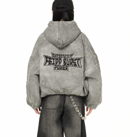 TALKLESSFASHION GUO WEAR wasteland style, national tide, mottled distressed overalls, men's and women's winter cotton clothes, casual and versatile