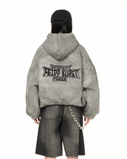 TALKLESSFASHION GUO WEAR wasteland style, national tide, mottled distressed overalls, men's and women's winter cotton clothes, casual and versatile
