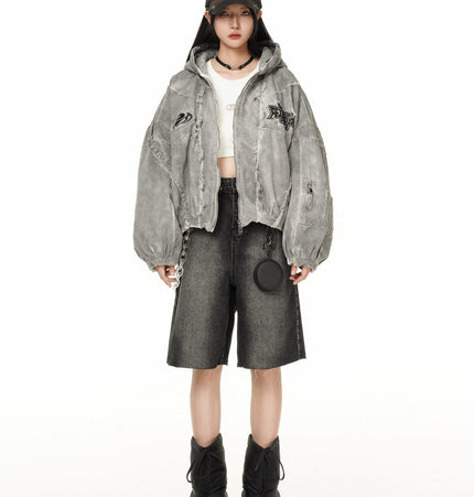 TALKLESSFASHION GUO WEAR wasteland style, national tide, mottled distressed overalls, men's and women's winter cotton clothes, casual and versatile