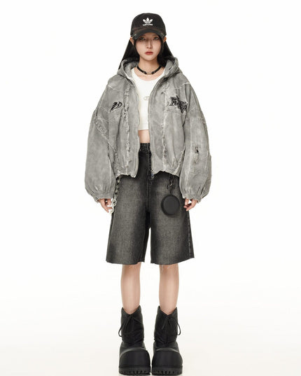 TALKLESSFASHION GUO WEAR wasteland style, national tide, mottled distressed overalls, men's and women's winter cotton clothes, casual and versatile