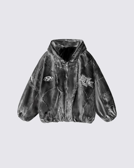 TALKLESSFASHION GUO WEAR wasteland style, national tide, mottled distressed overalls, men's and women's winter cotton clothes, casual and versatile