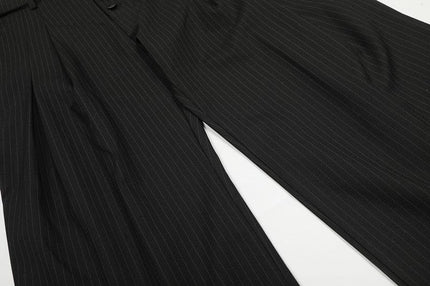 TALKLESSFASHION GXFortune American Casual Zen Pleated Straight Striped Trousers Kendo Streamer Draped Casual Pants