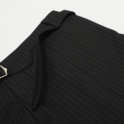 TALKLESSFASHION GXFortune American Casual Zen Pleated Straight Striped Trousers Kendo Streamer Draped Casual Pants