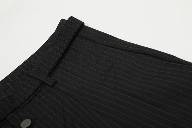 TALKLESSFASHION GXFortune American Casual Zen Pleated Straight Striped Trousers Kendo Streamer Draped Casual Pants