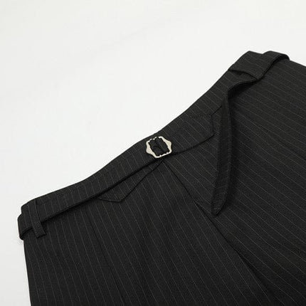 TALKLESSFASHION GXFortune American Casual Zen Pleated Straight Striped Trousers Kendo Streamer Draped Casual Pants