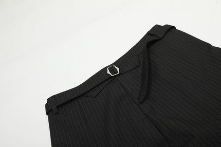 TALKLESSFASHION GXFortune American Casual Zen Pleated Straight Striped Trousers Kendo Streamer Draped Casual Pants