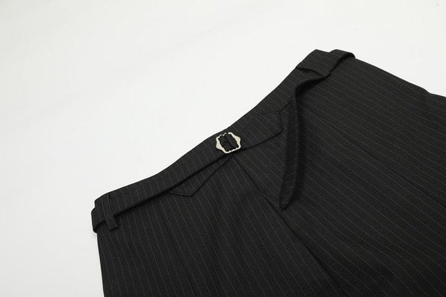 TALKLESSFASHION GXFortune American Casual Zen Pleated Straight Striped Trousers Kendo Streamer Draped Casual Pants